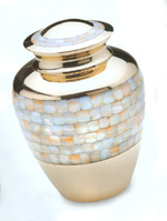Mother of Pearl Brass Urn