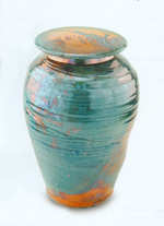 Turquoise Lustre Raku Ceramic Urn